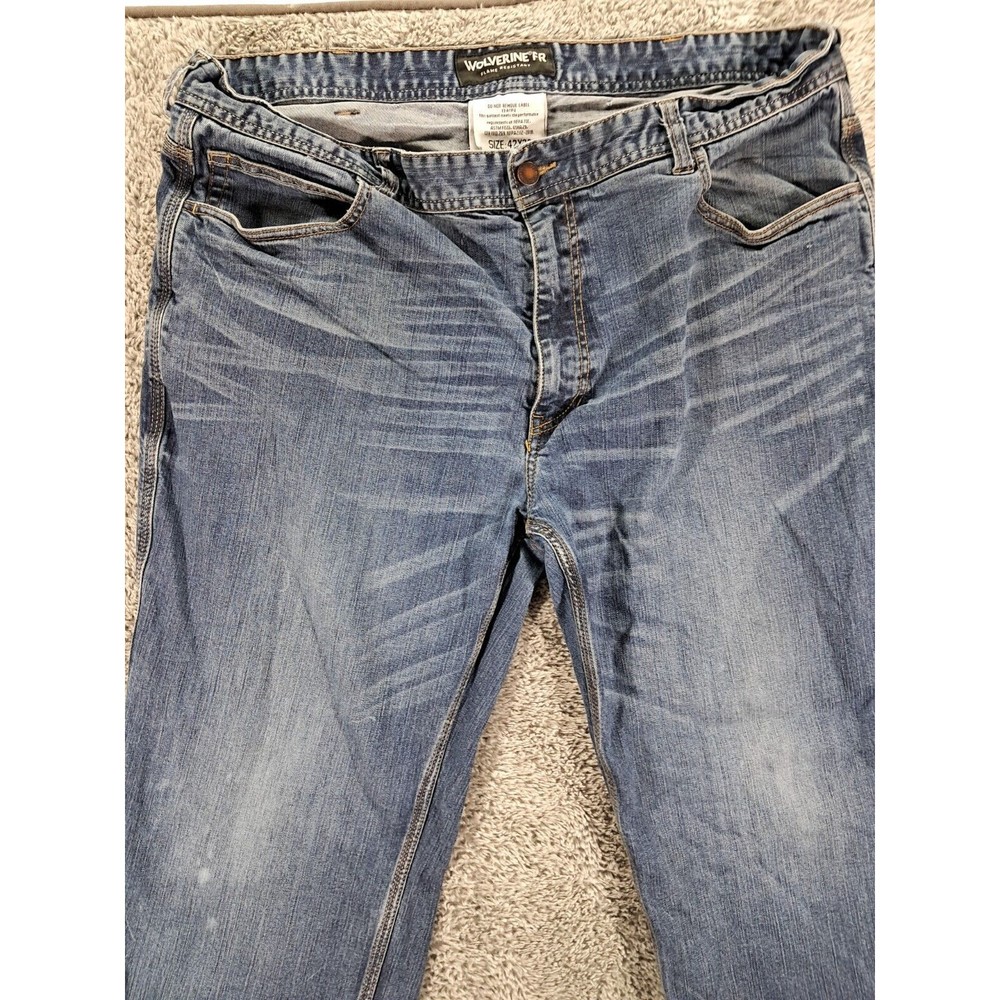 Wolverine Jeans Mens Sz 32x32 Blue Denim Flame Resistant FR Straight Workwear - Picture 2 of 14